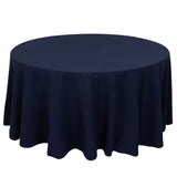 120inch Navy Blue Cotton Blend Round Tablecloth Seamless for 5 Foot Table