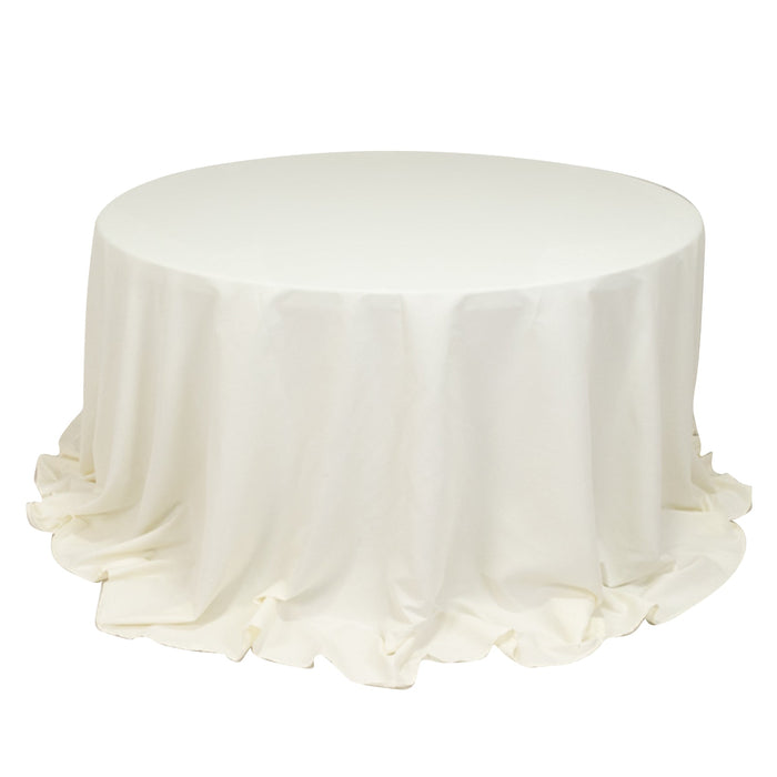 132inch Ivory Cotton Blend Round Tablecloth Seamless for 6 Foot Table