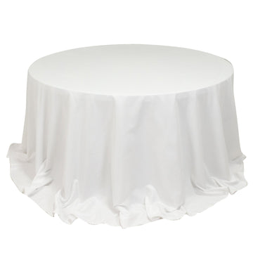 Cotton Blend 132" Round Tablecloth White - Seamless Wrinkle-Resistant Design for Formal Events