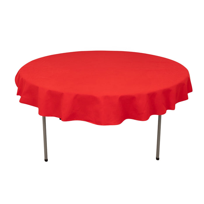 70" Red Cotton Blend Round Tablecloth