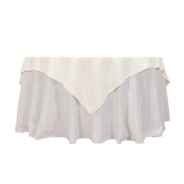 Cotton Blend 70"x70" Table Overlay Square Tablecloth Ivory - Wrinkle-Resistant Fabric Table Topper