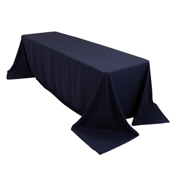 Cotton Blend 90"x156" Rectangle Tablecloth Navy Blue - Seamless Wrinkle-Resistant Table Cover