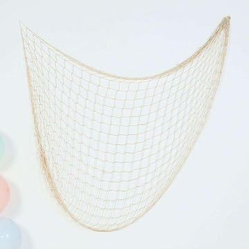 Cotton Fish Net Natural - Stylish Nautical Backdrop With Ties for Parties & Events 5ftx5ft