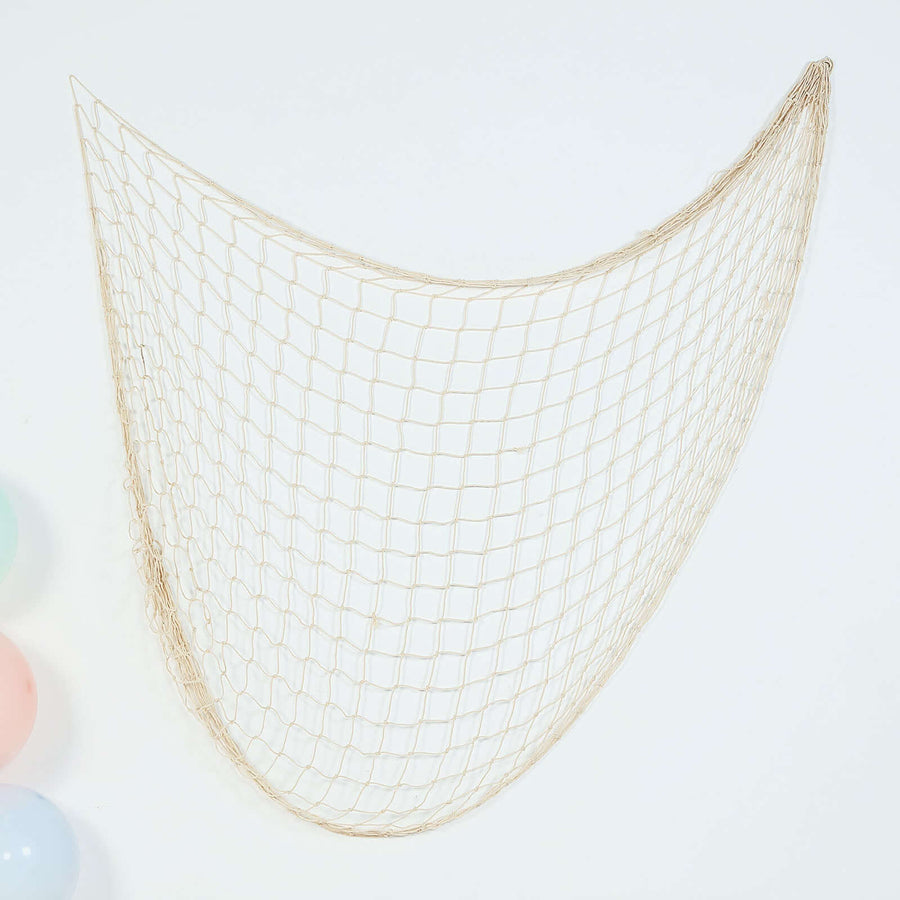 5ftx5ft Natural Cotton Decorative Fish Net With Ties, Rustic Beach Decor