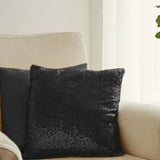 2 Pack | 18inch x 18inch Sequin Throw Pillow Cover, Decorative Cushion Case - Square Black Sequin