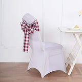 Gingham Chair Sashes | 5 PCS | Burgundy/White | Buffalo Plaid Checkered Polyester Chair Sashes