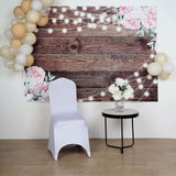 5ftx7ft Rustic Wood & String Lights Print Vinyl Photography Backdrop