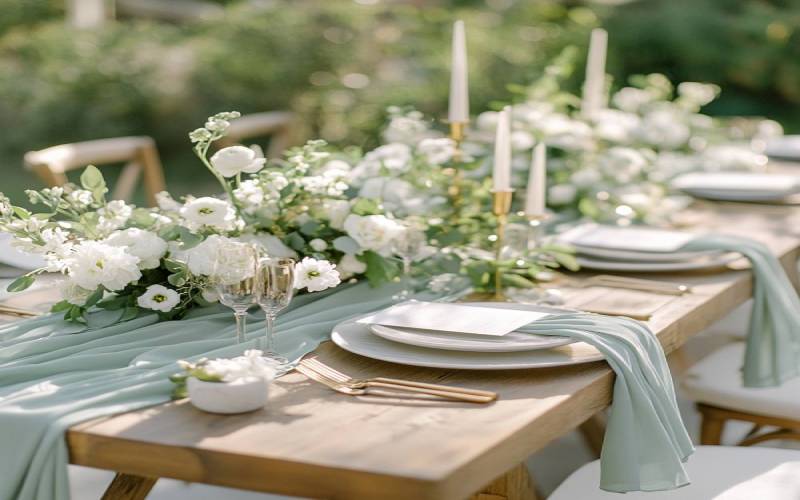 Top 2025 Wedding Trends for Table Linens - Sage Green Linens - Green Wedding Ideas