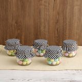 6inch Black/White Gingham Mason Jar Cloth Lid Covers, Checkered Jam Jar Covers with Jute String