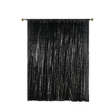 Pack of 2 | 52"x84” Black Sequin Curtains With Rod Pocket Window Treatment Panels - Clearance SALE