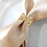 5 Pack | Metallic Gold Laser Cut Butterfly Napkin Rings, Paper Napkin Holders