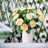 4 Bushes | Cream Artificial Silk Peony Flower Bouquet Arrangement