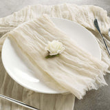 5 Pack | Cream Gauze Cheesecloth Boho Dinner Napkins | 24x19Inch