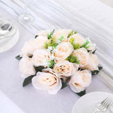 2 Pack Cream Silk Rose Flower Balls For Centerpieces, Artificial Kissing Balls