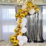 16ft Jumbo Chain Link Balloons in Gold, 30pack 8x12inch Durable Foil Chain Balloons