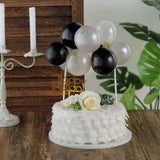 11 Pcs | Confetti Balloon Cake Topper Kit, Mini Balloon Garland Cloud Cake Decorations - Black, Silver and Clear