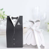 50 Pc Set | Wedding Dress & Tuxedo Shower Party Favor Candy Gift Boxes with Ribbon Ties