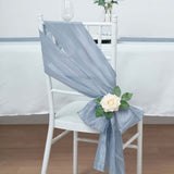 5 Pack | 6inch x 106inch Accordion Crinkle Taffeta Chair Sashes - Dusty Blue