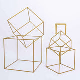 2 Pack | 8inch Square Gold Metal Frame Wedding Flower Stands, Geometric Centerpieces