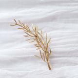 25 Pack | 6" Mini Metallic Gold Artificial Fern Leaf Branch Stems, Vase Filler For Floating Candle