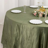 120inch Dusty Sage Green Seamless Accordion Crinkle Taffeta Round Tablecloth