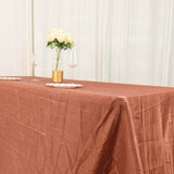 Terracotta (Rust) Accordion Crinkle Taffeta Seamless Rectangular Tablecloth - 90x156inch