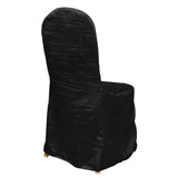 Black Crinkle Crushed Taffeta Banquet Chair Cover, Reusable Wedding Chair Cover