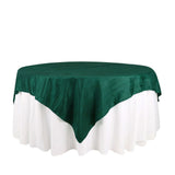 72x72Inch Hunter Emerald Green Accordion Crinkle Taffeta Table Overlay, Square Tablecloth Topper