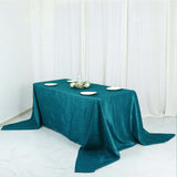 90x156Inch Teal Accordion Crinkle Taffeta Rectangular Tablecloth