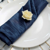 5 Pack | Navy Blue Accordion Crinkle Taffeta Dinner Napkins | 20x20Inch