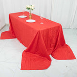 90x156inch Red Accordion Crinkle Taffeta Rectangular Tablecloth