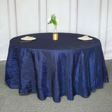 120inch Navy Blue Accordion Crinkle Taffeta Round Tablecloth