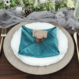 5 Pack | Peacock Teal Accordion Crinkle Taffeta Dinner Napkins | 20Inchx20Inch