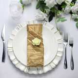 5 Pack | Gold Accordion Crinkle Taffeta Dinner Napkins | 20x20Inch