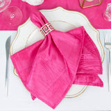 5 Pack | Fuchsia Accordion Crinkle Taffeta Cloth Dinner Napkins