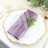 5 Pack | Violet Amethyst Accordion Crinkle Taffeta Dinner Napkins | 20x20Inch