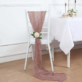 5 Pack | Dusty Rose Gauze Cheesecloth Boho Chair Sashes - 16inch x 88inch