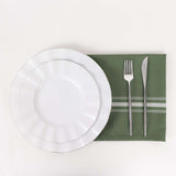 10 Pack Dusty Sage Green Spun Polyester Cloth Napkins with White Reverse Stripes