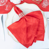 5 Pack | Red Accordion Crinkle Taffeta Cloth Dinner Napkins