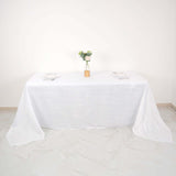 90x132Inch White Accordion Crinkle Taffeta Rectangular Tablecloth