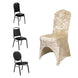 Beige Crushed Velvet Spandex Stretch Wedding Chair Cover With Foot Pockets - 190 GSM