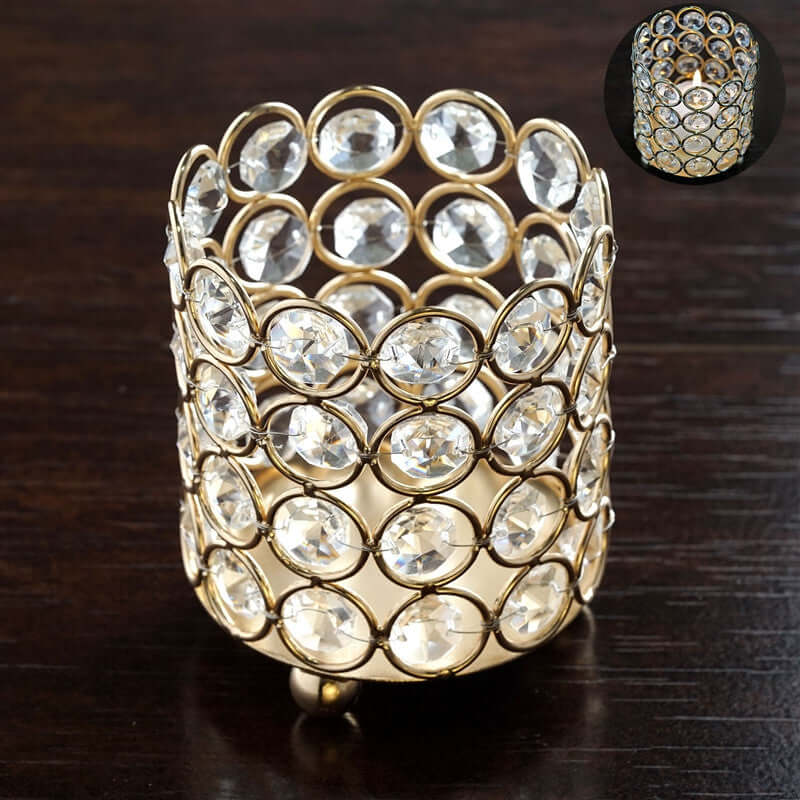 Gold crystal votive candle holder