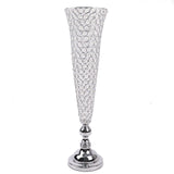 2 Pack | Silver 32inch Tall Crystal Beaded Trumpet Vase Set, Table Centerpiece#whtbkgd