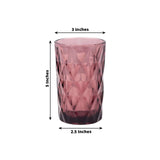 6 Pack Dusty Rose Crystal Cut Highball Cocktail Glasses with Heavy Base