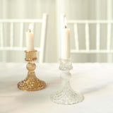 6 Pack | 4inch Clear Glass Diamond Pattern Pillar Votive Candle Stands