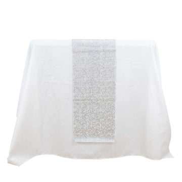 Crystal Rhinestone 10"x108" Table Runner Silver - Chic Diamond Accent