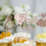 24 Pack | Blush/Rose Gold Glitter Bridal Shower Cupcake Topper Picks Set