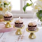 12 Pack | Gold Mini Pedestal Cupcake Stands, Candy Treat Favor Display Plate With Clear Dome Lid - 4Inch