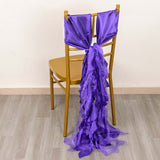 5 Pack Purple Curly Willow Chiffon Satin Chair Sashes