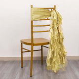 5 Pack Champagne Curly Willow Chiffon Satin Chair Sashes